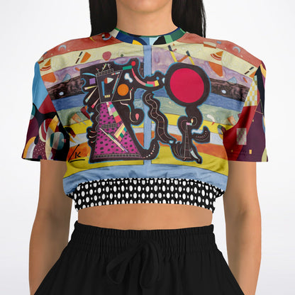 Composition in Nines - Kandinsky Eco-Poly Short Sleeve Cropped Pullover