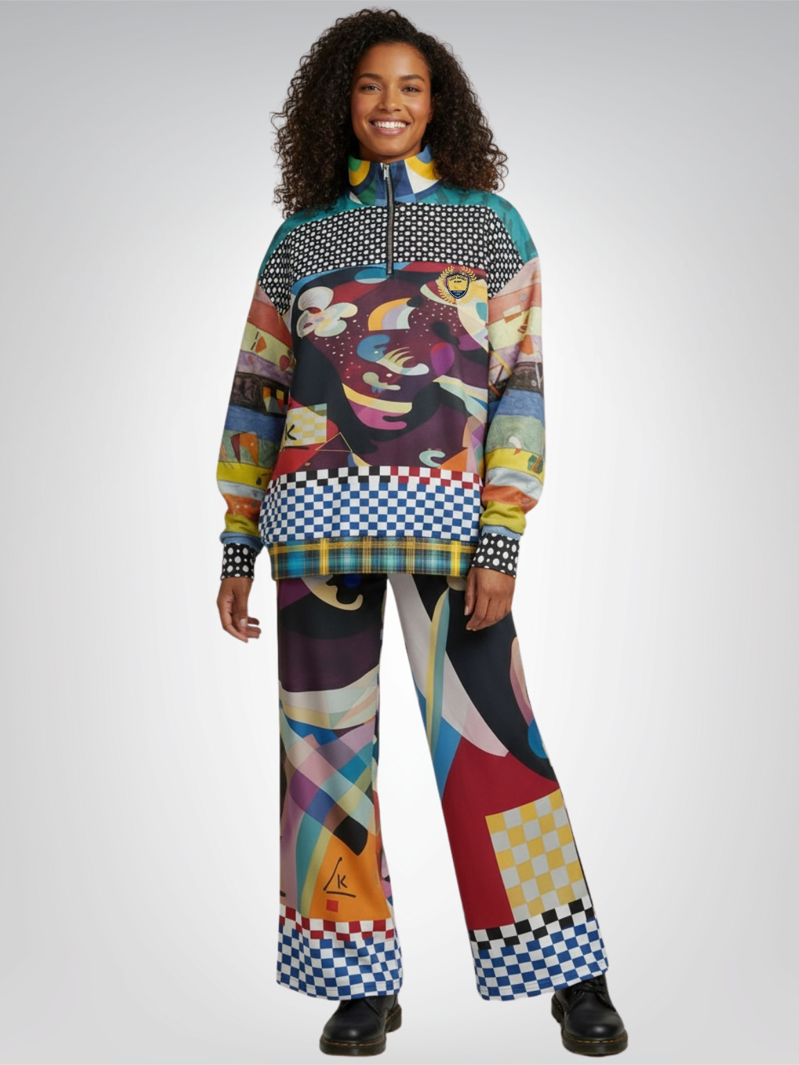 Composition in Nines - Kandinsky Heavyweight Oversized Quarter Zip Sweatshirt