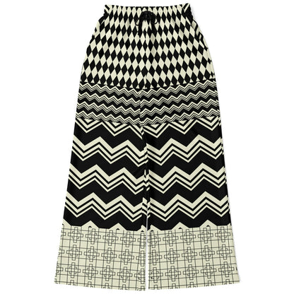 Cookies and Cream Chevron Patchwork Eco-Poly Wide Leg Pants