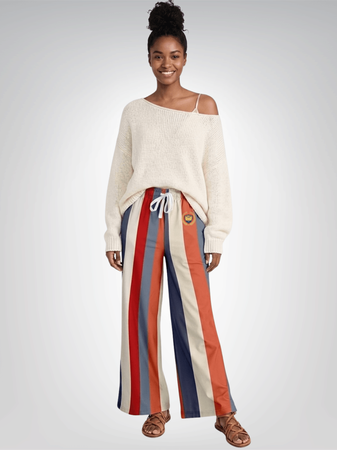 Coral Reef Coastal Stripe Eco-Poly Wide Leg Pants