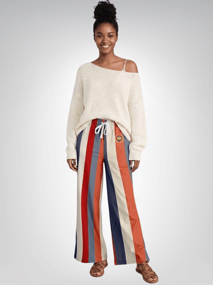 Coral Reef Coastal Stripe Eco-Poly Wide Leg Pants