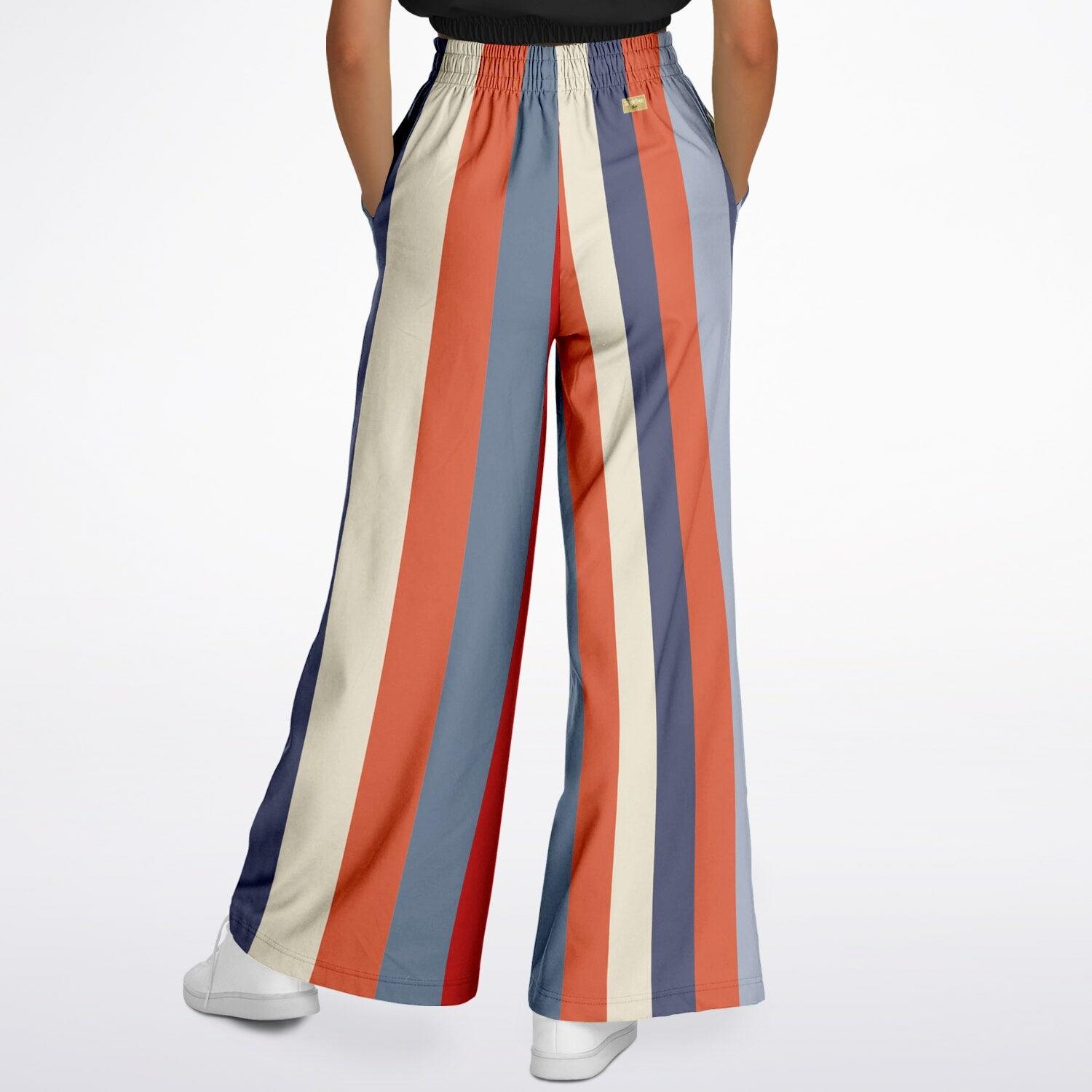 Coral Reef Coastal Stripe Eco-Poly Wide Leg Pants
