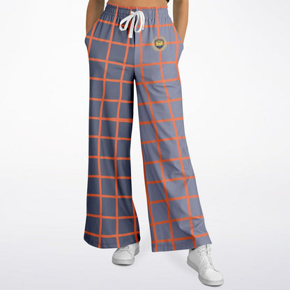 Coral Reef Secret Society Purple Windowpane Eco-Poly Wide Leg Pants