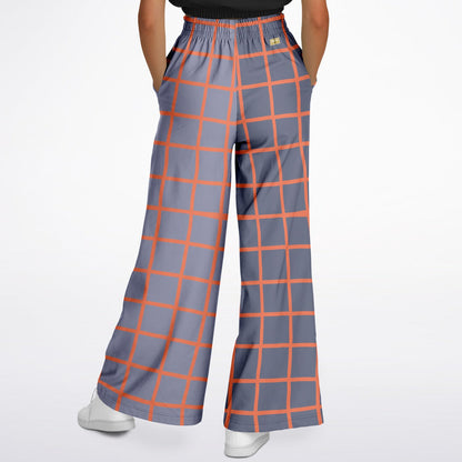 Coral Reef Secret Society Purple Windowpane Eco-Poly Wide Leg Pants