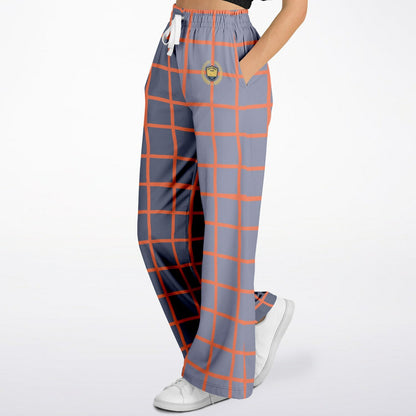 Coral Reef Secret Society Purple Windowpane Eco-Poly Wide Leg Pants