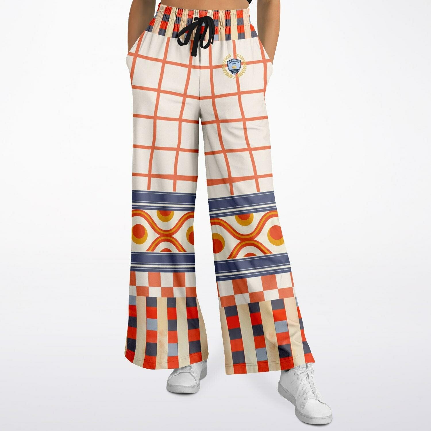 Coral Reef Secret Society Windowpane Plaid Eco-Poly Wide Leg Pants