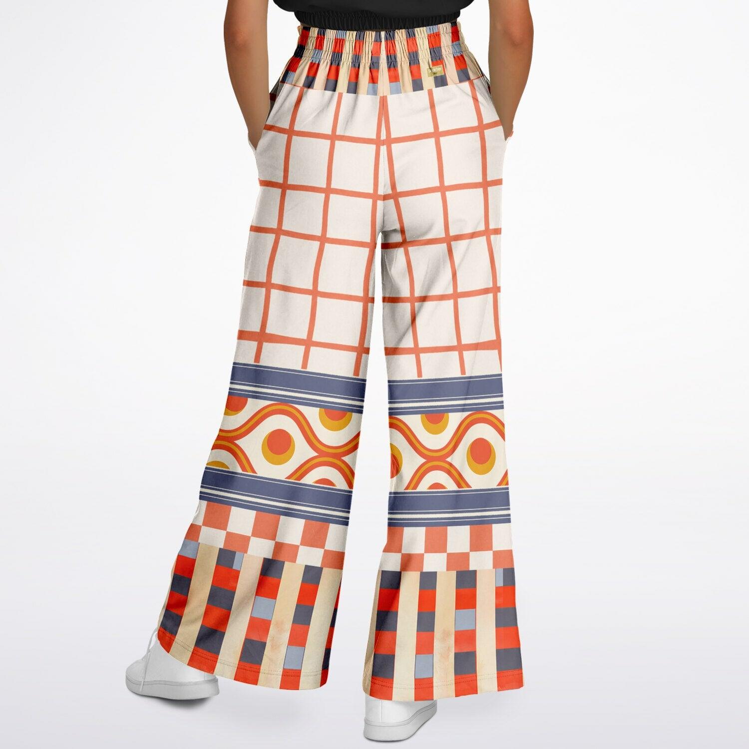Coral Reef Secret Society Windowpane Plaid Eco-Poly Wide Leg Pants