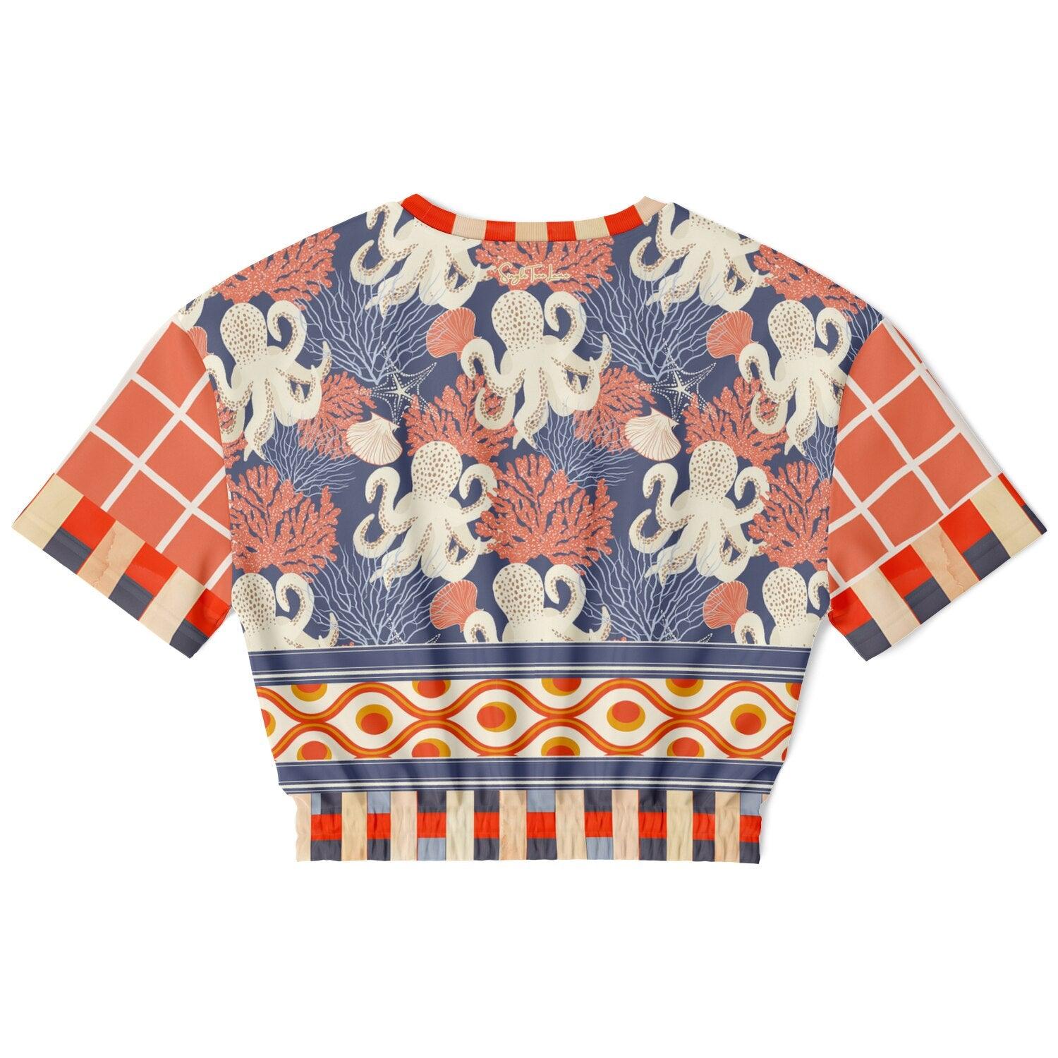 Coral Reef Secret Society Eco-Poly Short Sleeve Cropped Pullover