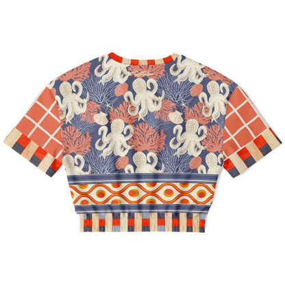 Coral Reef Secret Society Eco-Poly Short Sleeve Cropped Pullover