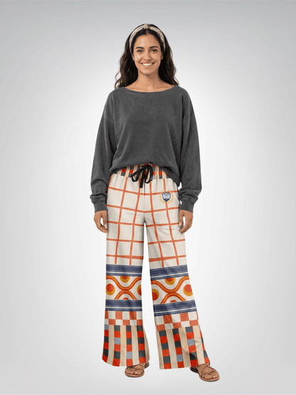 Coral Reef Secret Society Windowpane Plaid Eco-Poly Wide Leg Pants