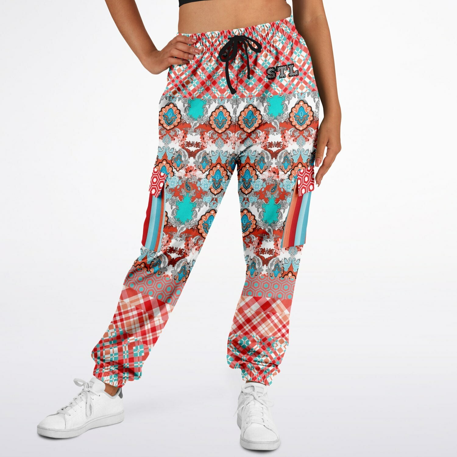 Coral Springs Abstract Paisley Patchwork Eco-Poly Unisex Cargo Joggers