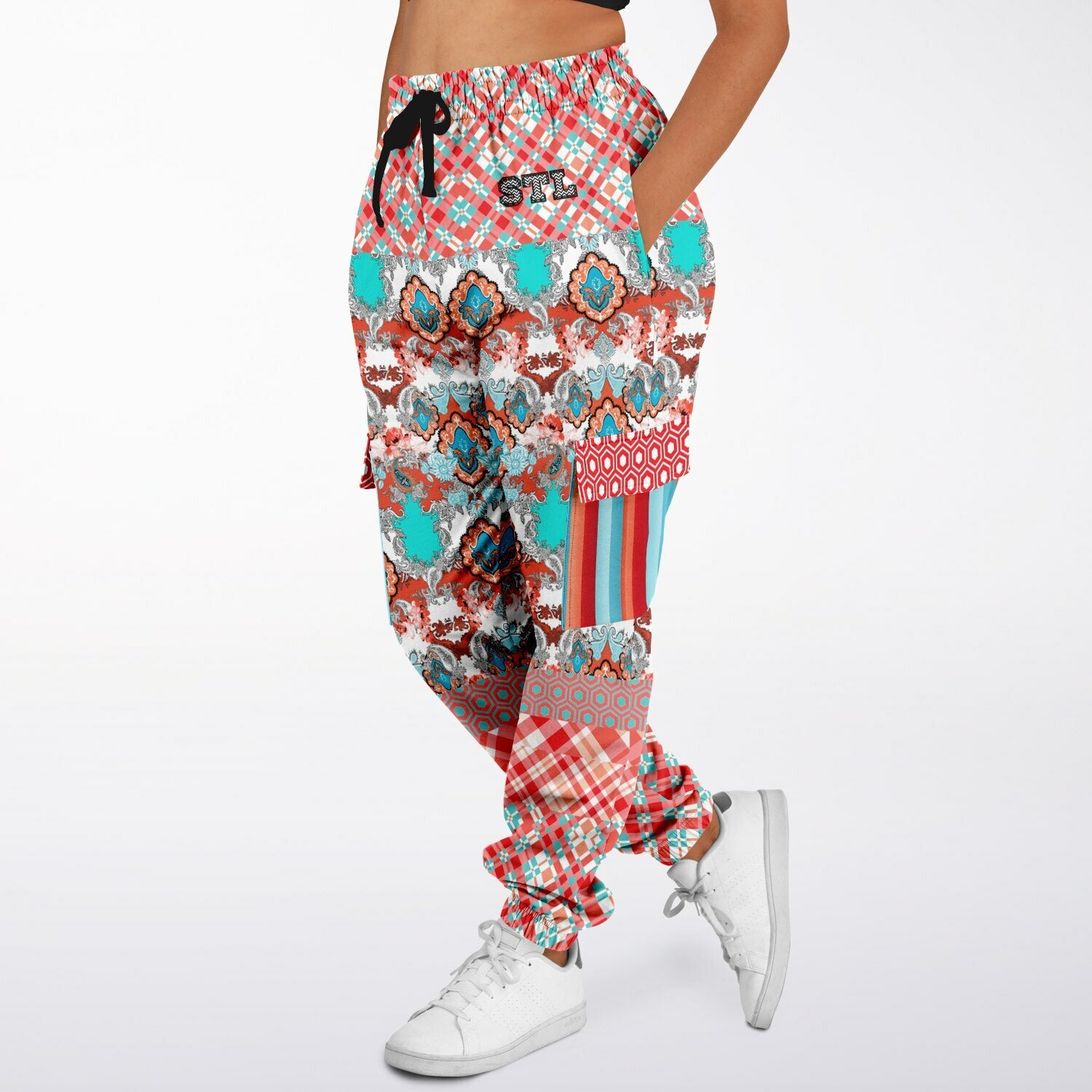 Coral Springs Abstract Paisley Patchwork Eco-Poly Unisex Cargo Joggers