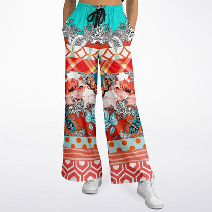 Coral Springs Boho Paisley Patchwork Eco-Poly Patchwork Wide Leg Pants
