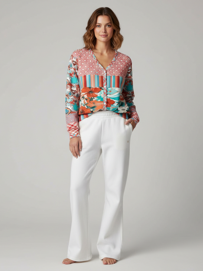 Coral Springs Abstract Paisley Patchwork Heavyweight Unisex Cardigan