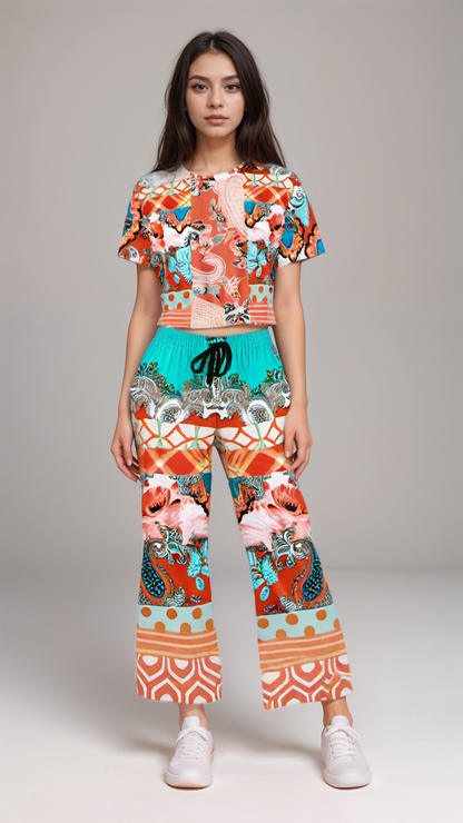 Coral Springs Hippie Patchwork Eco-Poly Patchwork Wide Leg Pants