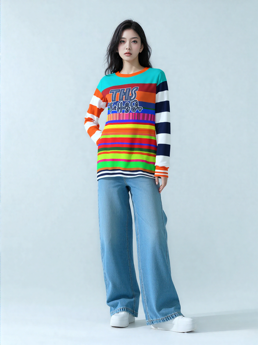 Crazy Dayglo Static Rugby Stripe THS Logo Unisex Sweatshirt (Gold Label)