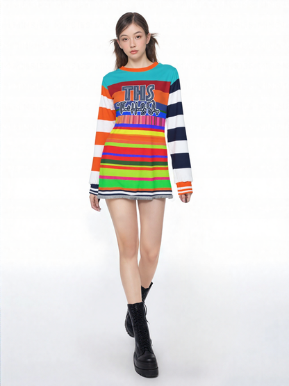 Crazy Dayglo Static Rugby Stripe THS Logo Unisex Sweatshirt (Gold Label)