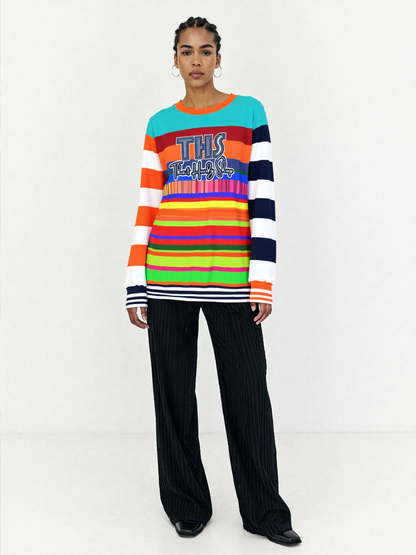 Crazy Dayglo Static Rugby Stripe THS Logo Unisex Sweatshirt (Gold Label)