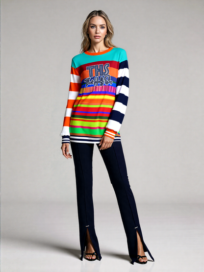 Crazy Dayglo Static Rugby Stripe THS Logo Unisex Sweatshirt (Gold Label)