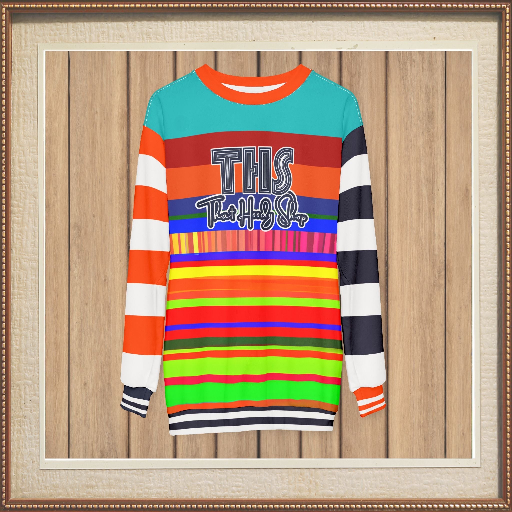 Crazy Dayglo Static Rugby Stripe THS Logo Unisex Sweatshirt (Gold Label)