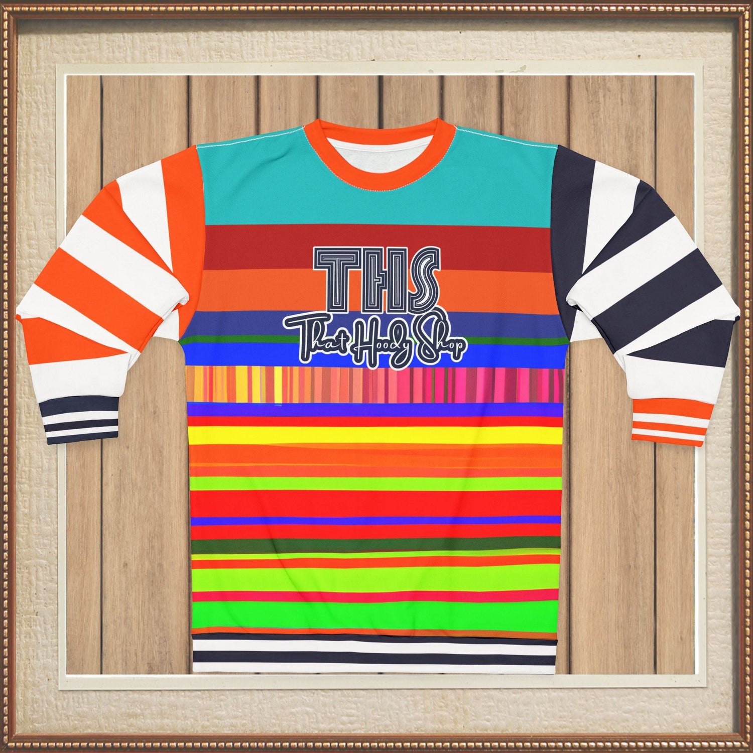 Crazy Dayglo Static Rugby Stripe THS Logo Unisex Sweatshirt (Gold Label)
