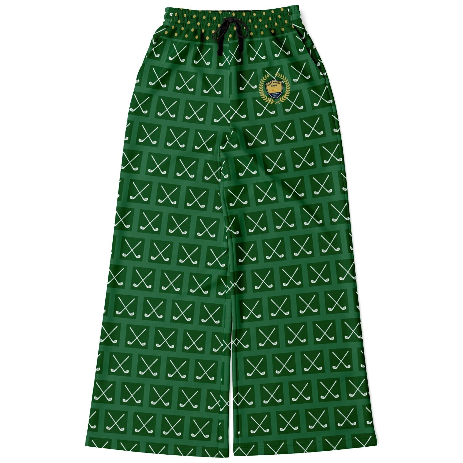 Criss Cross Golf in Green Eco-Poly Wide Leg Pants