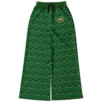 Criss Cross Golf in Green Eco-Poly Wide Leg Pants