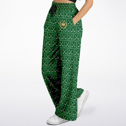 Criss Cross Golf in Green Eco-Poly Wide Leg Pants