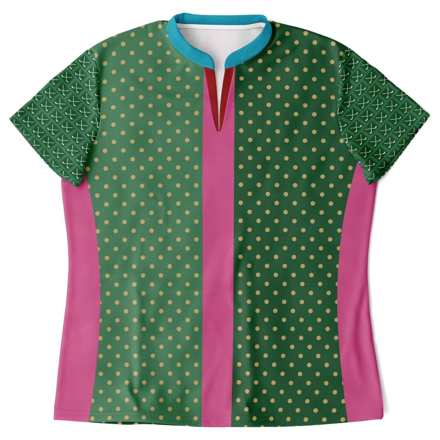 Criss Cross Golf in Green Mandarin Collar Ladies Golf Polo Jersey