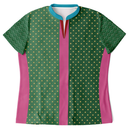 Criss Cross Golf in Green Mandarin Collar Ladies Golf Polo Jersey
