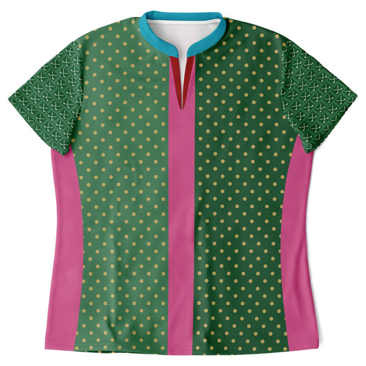Criss Cross Golf in Green Mandarin Collar Ladies Golf Polo Jersey
