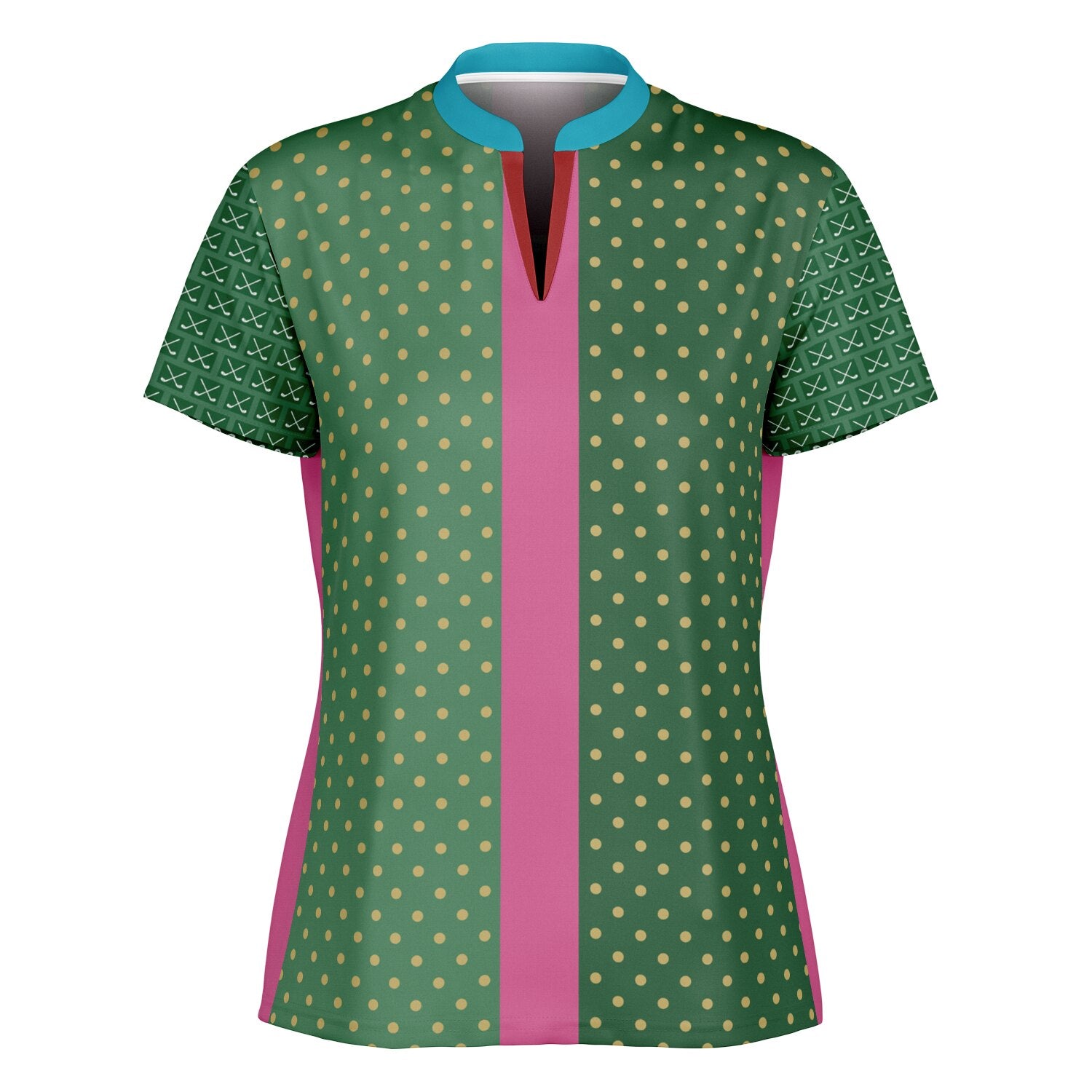 Criss Cross Golf in Green Mandarin Collar Ladies Golf Polo Jersey