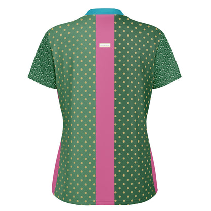 Criss Cross Golf in Green Mandarin Collar Ladies Golf Polo Jersey