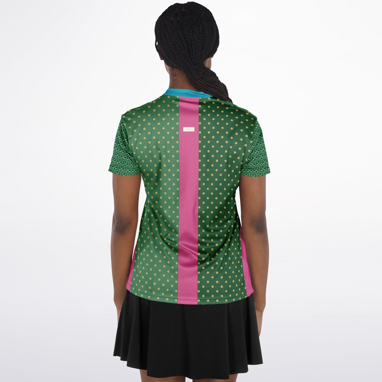 Criss Cross Golf in Green Mandarin Collar Ladies Golf Polo Jersey