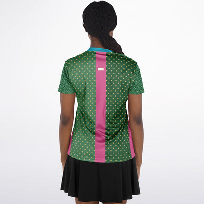 Criss Cross Golf in Green Mandarin Collar Ladies Golf Polo Jersey
