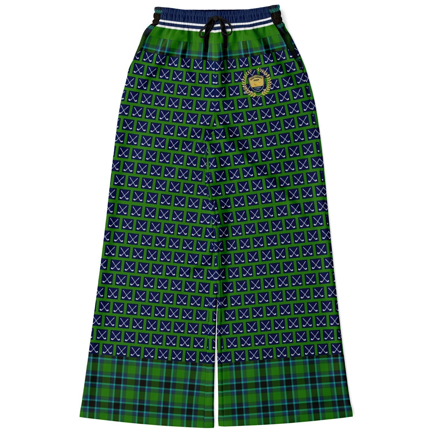 Criss Cross Golf in Navy Blue Eco-Poly Wide Leg Pants