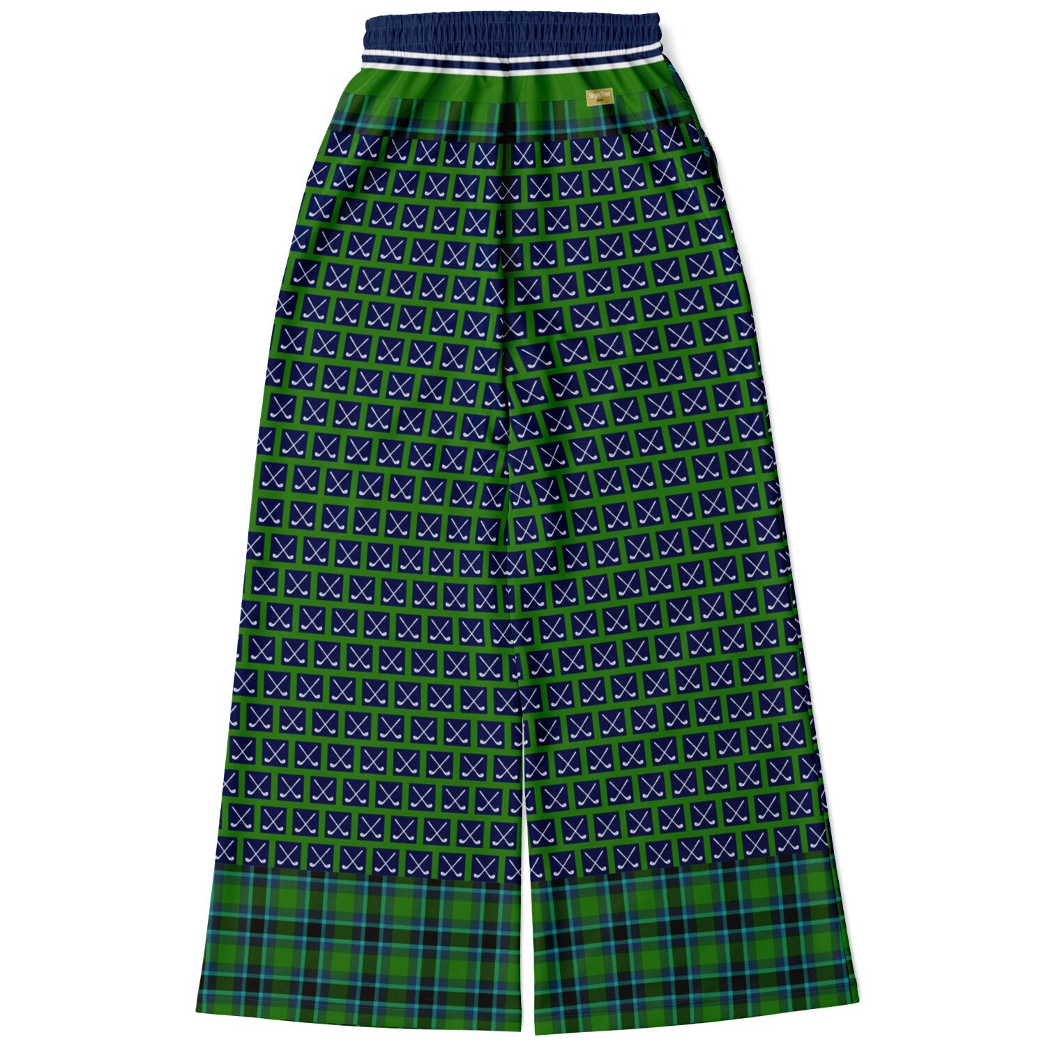 Criss Cross Golf in Navy Blue Eco-Poly Wide Leg Pants