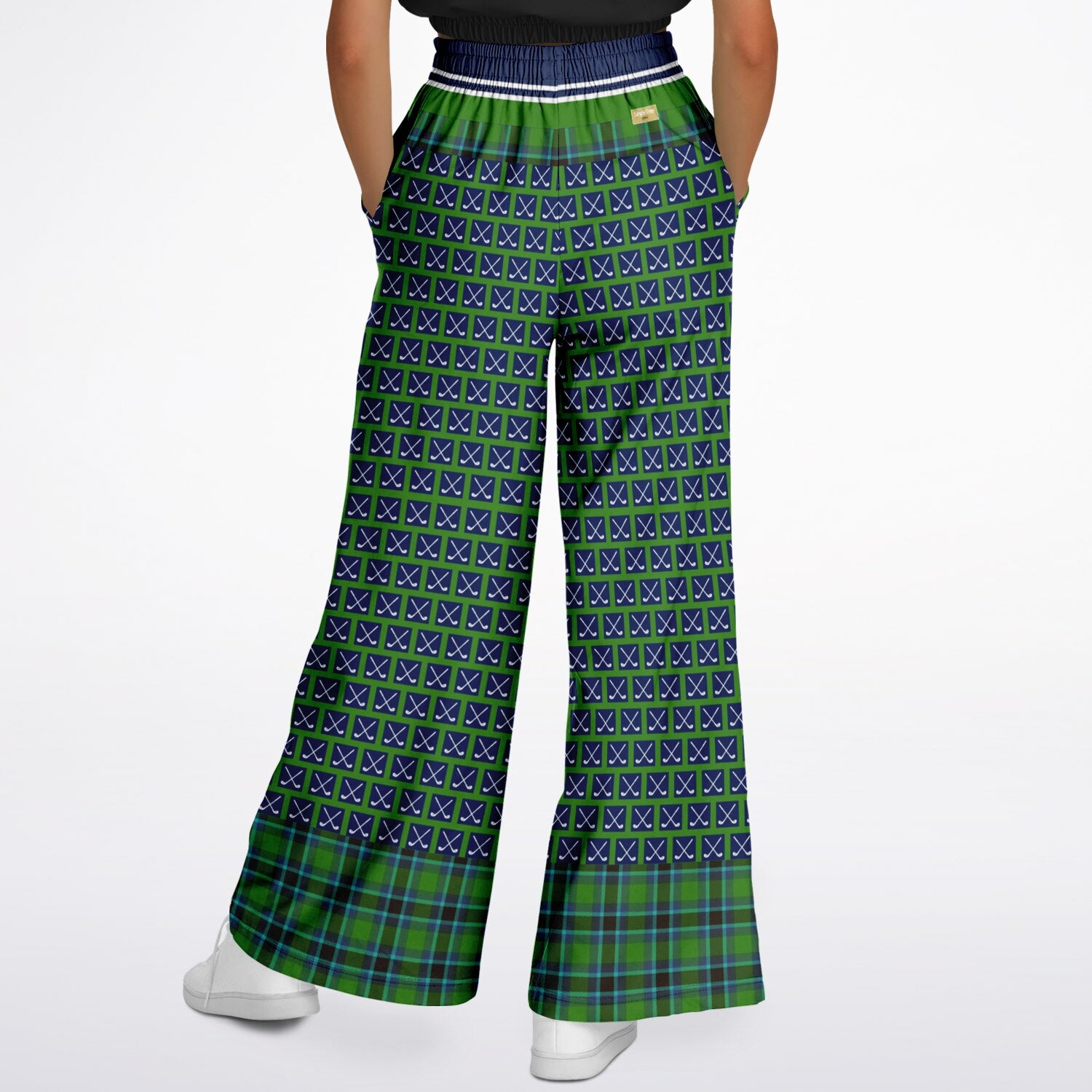 Criss Cross Golf in Navy Blue Eco-Poly Wide Leg Pants