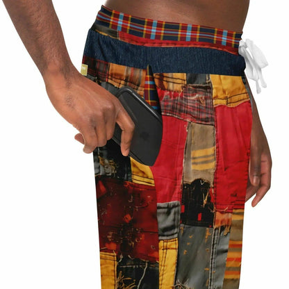 Bastion of Glory Denim Print Patchwork Eco-Poly Unisex Joggers