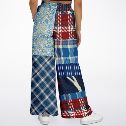 Andromeda Blue Hobo Patchwork Print Eco-Poly Wide Leg Pants