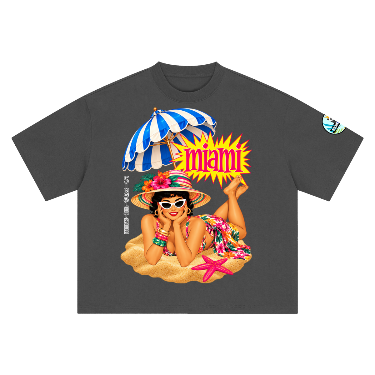 Miami Beach Girl on Vacation Boxy Oversized Unisex T-Shirt