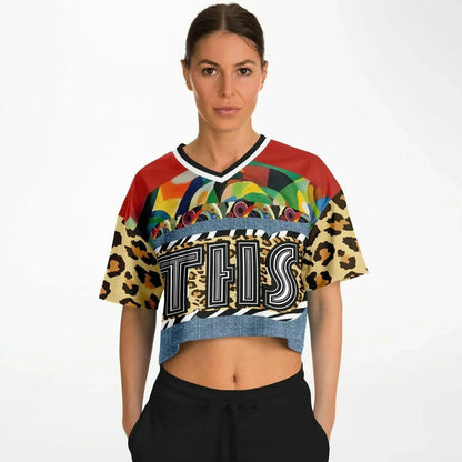 Afro-Queen Solace THS Leopard Eco-Poly V-neck Crop Jersey