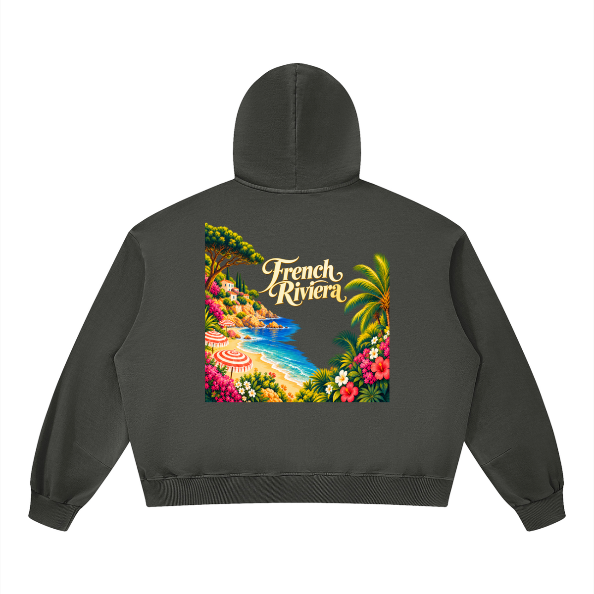 French Riviera Unisex Boxy Vintage Washed Hoodie