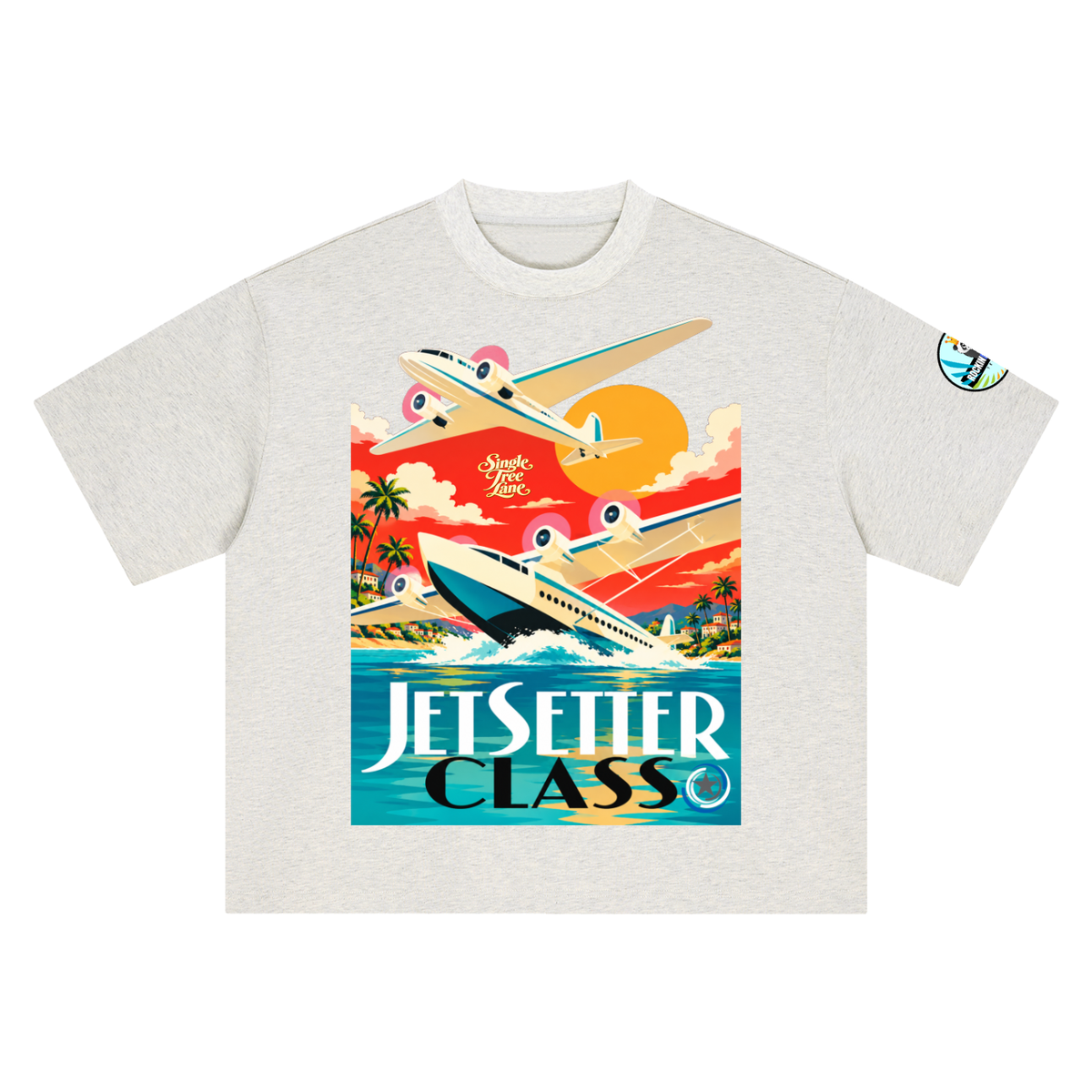 Jetsetter Class Luxury Travel Boxy Oversized Unisex T-Shirt