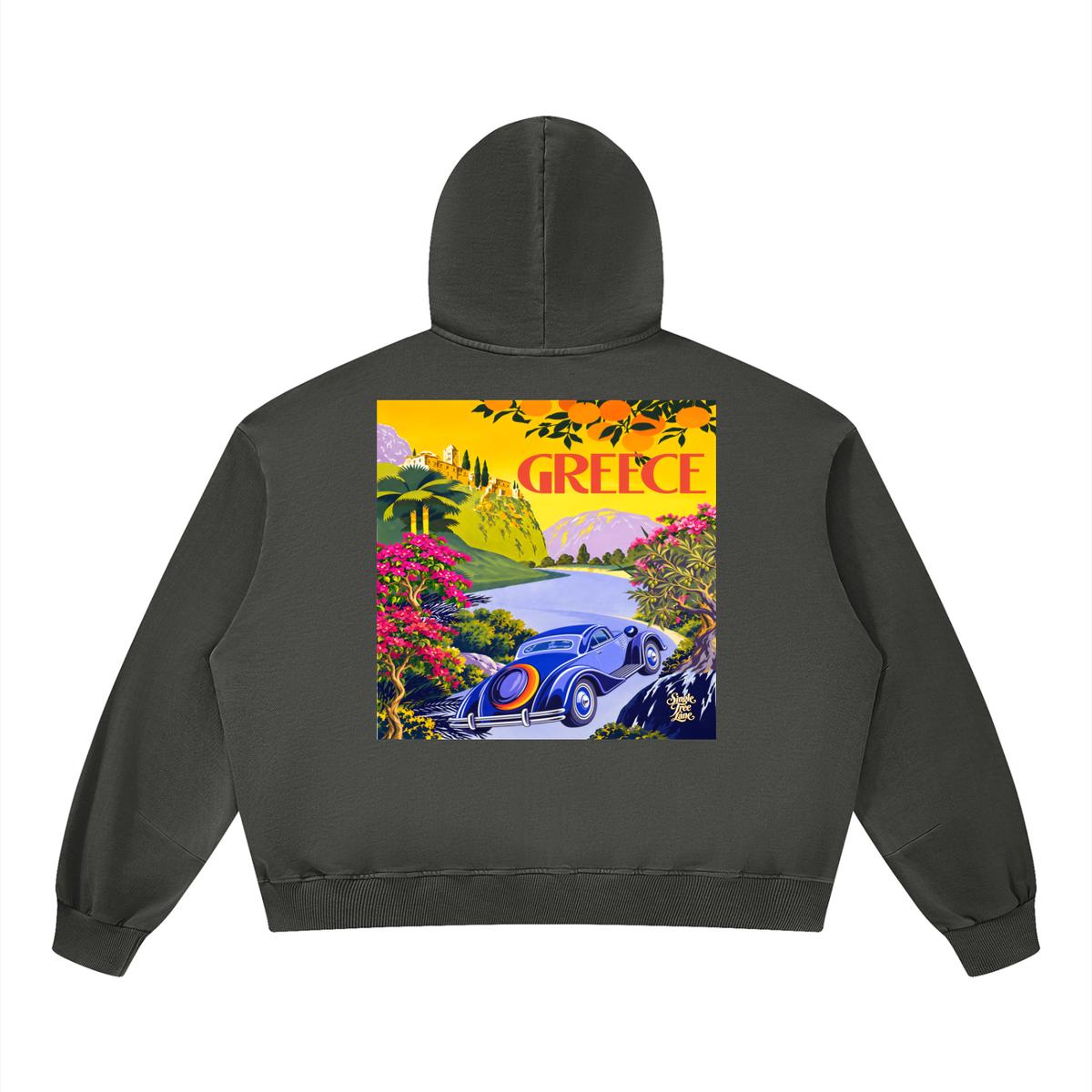 Greece - The Good Life Unisex Boxy Vintage Washed Hoodie