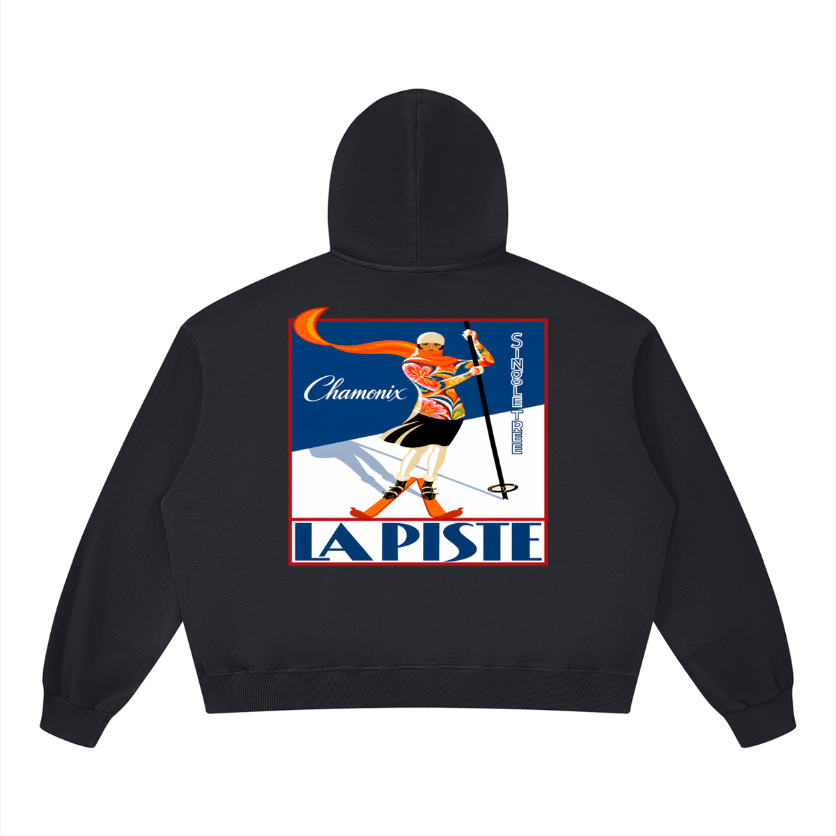 La Piste Faire du Ski Chamonix Unisex Boxy Vintage Washed Hoodie