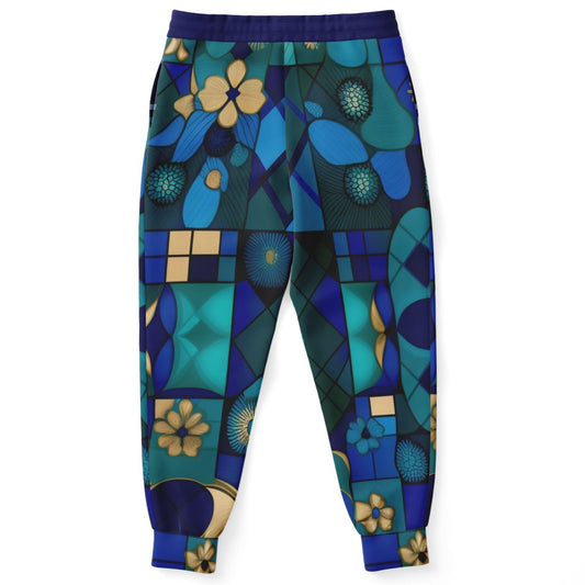Blue Mystic Abstract Plaid Eco-Poly Unisex Joggers