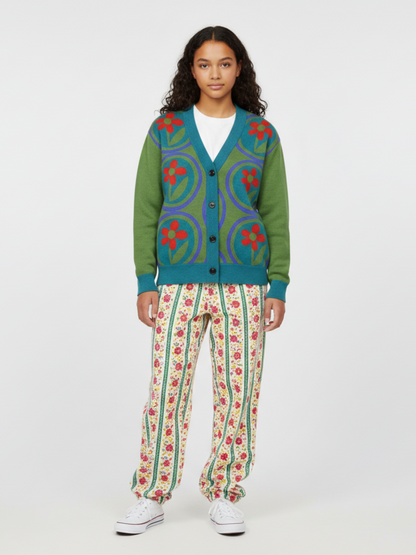 Daisies on Me in Green Knitted Cardigan