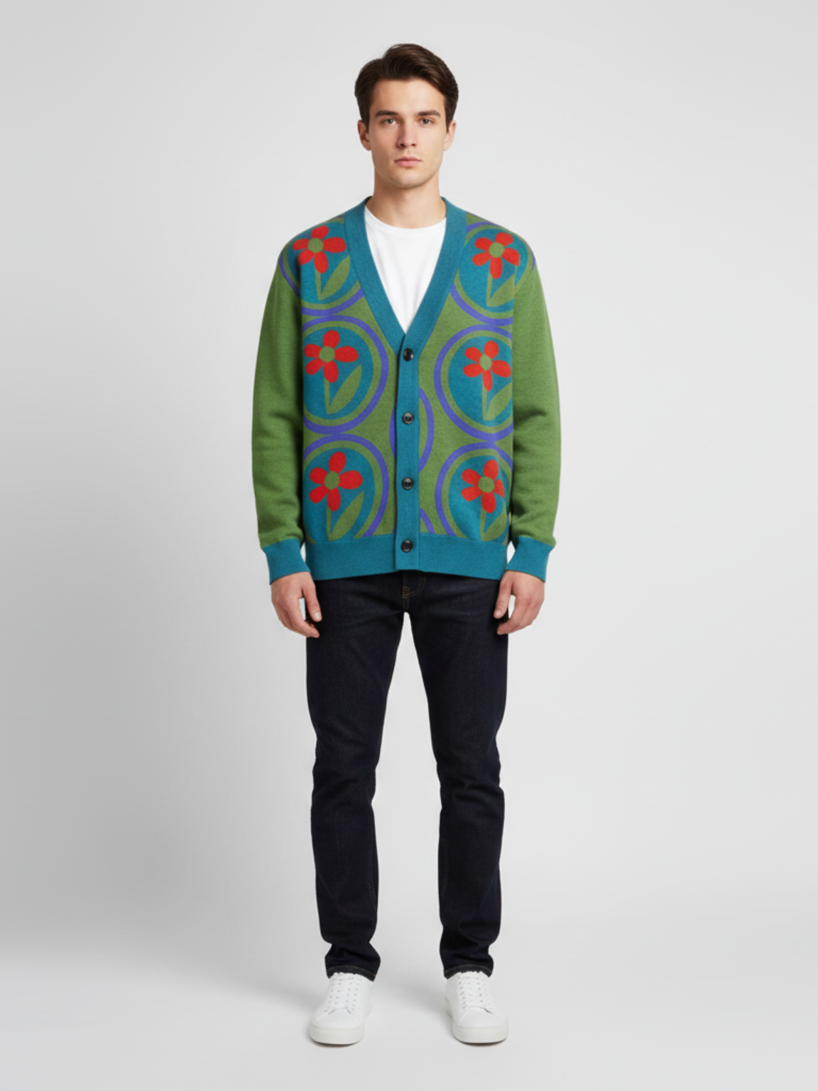 Daisies on Me in Green Knitted Cardigan