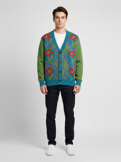 Daisies on Me in Green Knitted Cardigan